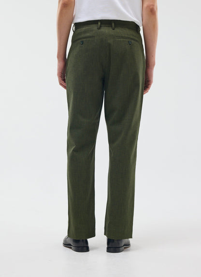 Men's Pleated Suit Trousers - Houndstooth Forest Green | Percival Everyday