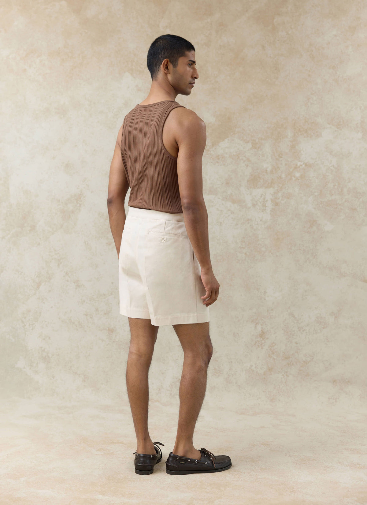 Men's Pleated Tailored Shorts - Blake - Cotton - Cream | Percival Popular