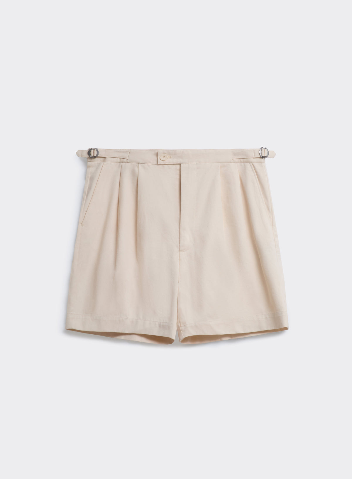 Men's Pleated Tailored Shorts - Blake - Cotton - Cream | Percival Popular