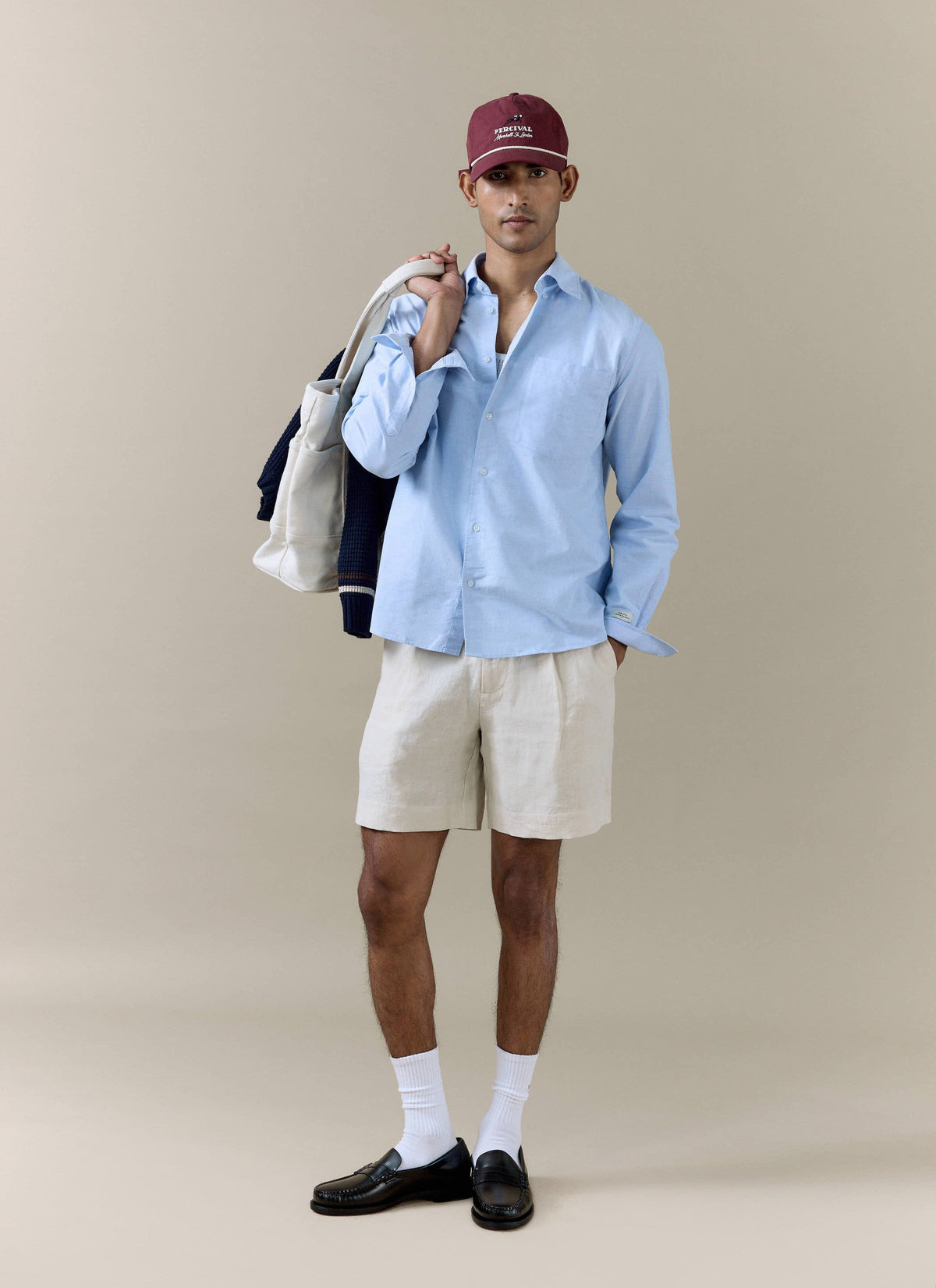 Men's Pleated Linen Tailored Shorts - Cream | Percival Classic