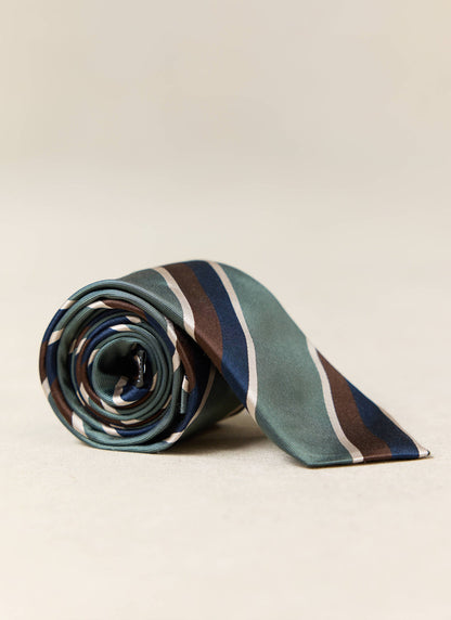 Men's Forest Silk Stripe Tie - Multi Stripe - Percival | Percival Best Price