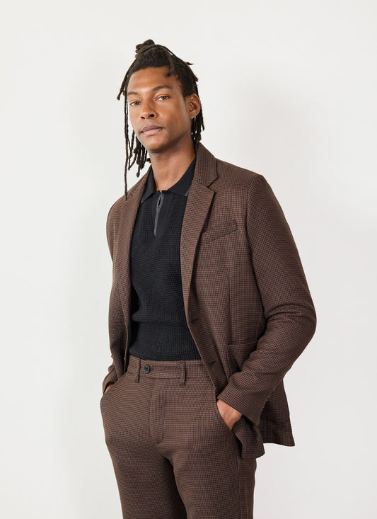 Men's Tailored Blazer - Houndstooth - Espresso Brown | Percival Latest