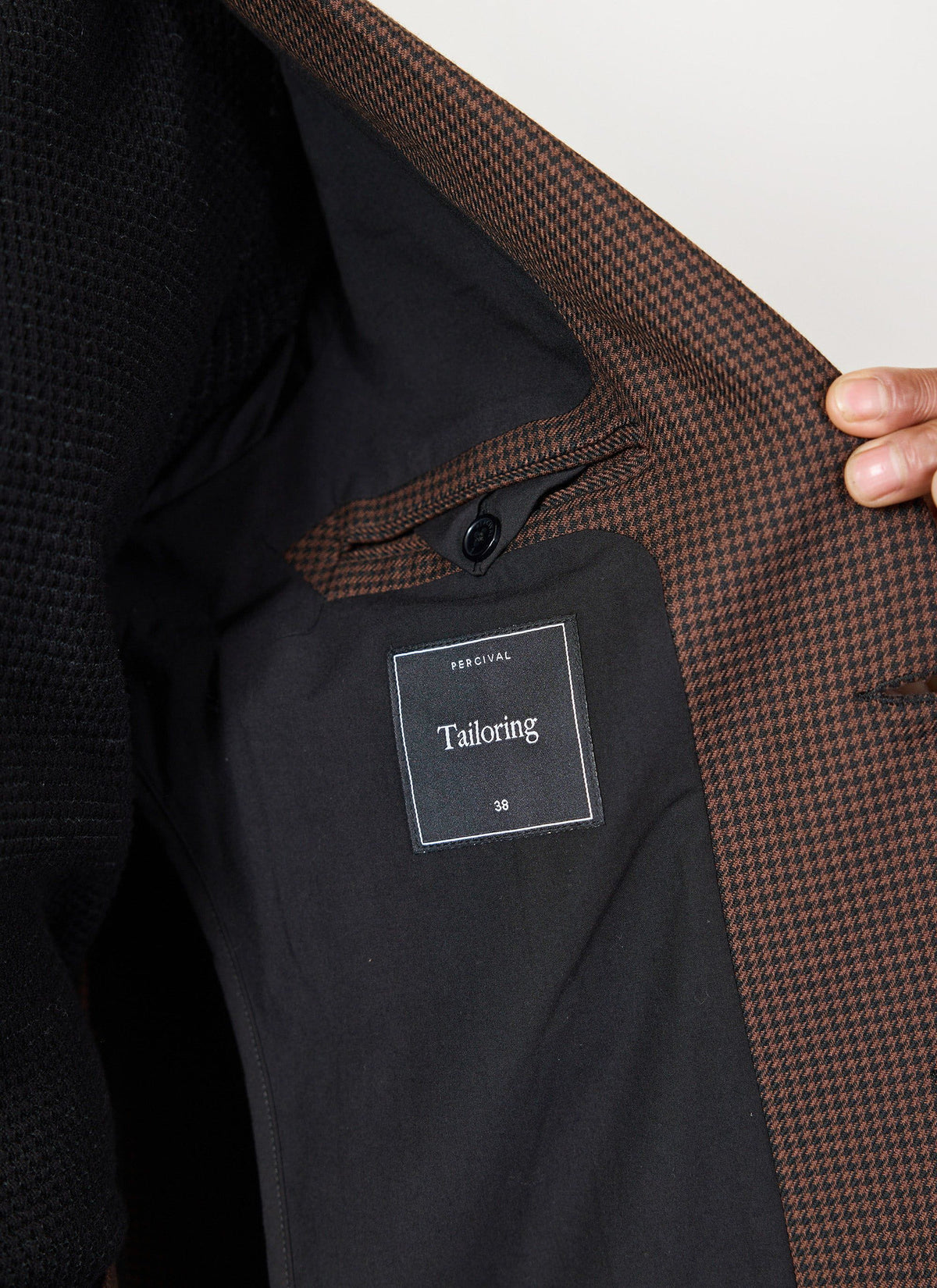 Men's Tailored Blazer - Houndstooth - Espresso Brown | Percival Latest