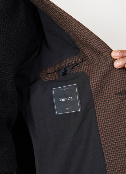 Men's Tailored Blazer - Houndstooth - Espresso Brown | Percival Latest
