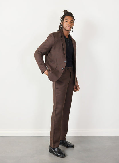 Men's Tailored Blazer - Houndstooth - Espresso Brown | Percival Latest