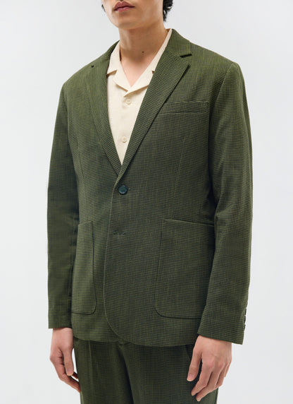 Men's Houndstooth Relaxed Blazer - Suit Jacket - Forest Green | Percival Popular