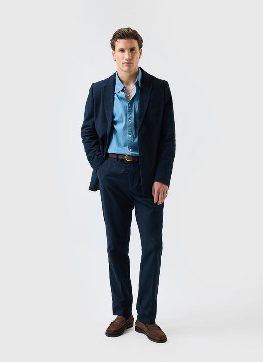 Tailored Moleskin Blazer - Navy | Percival Smart Buy