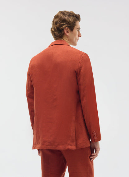 Men's Linen Blazer - Suit Jacket - Rust Red | Percival Best Price