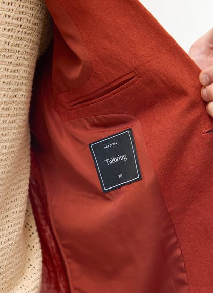 Men's Linen Blazer - Suit Jacket - Rust Red | Percival Best Price