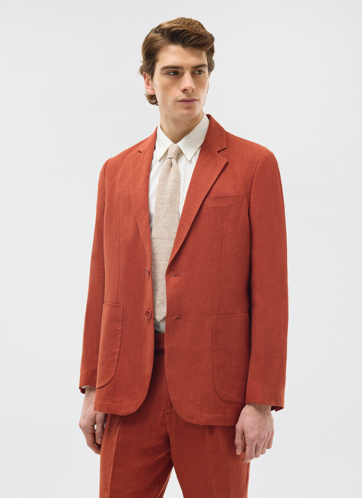 Men's Linen Blazer - Suit Jacket - Rust Red | Percival Best Price
