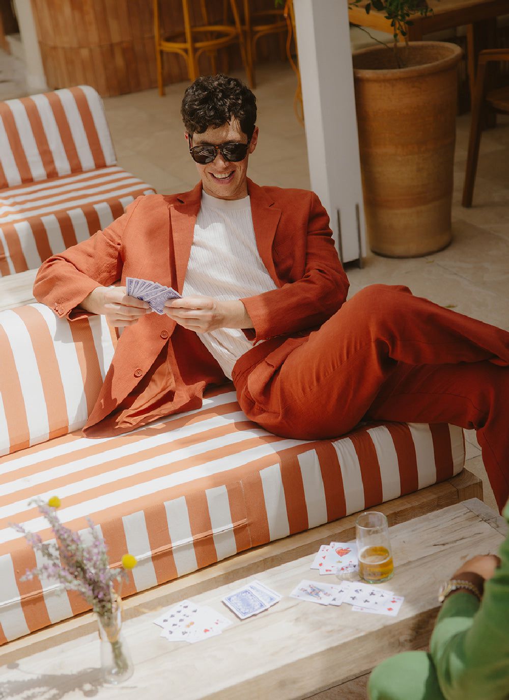 Men's Linen Blazer - Suit Jacket - Rust Red | Percival Best Price