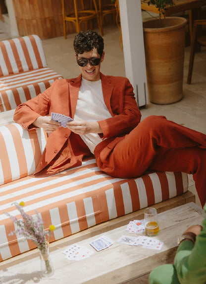 Men's Linen Blazer - Suit Jacket - Rust Red | Percival Best Price