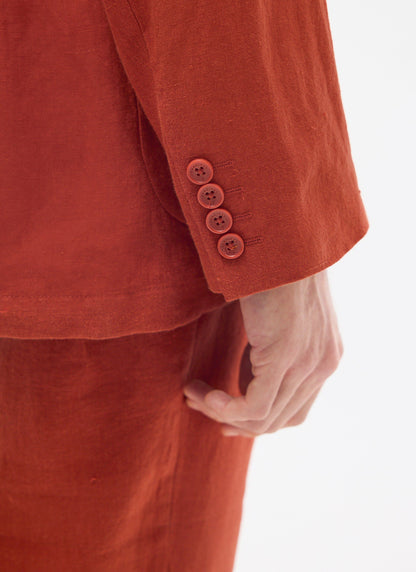 Men's Linen Blazer - Suit Jacket - Rust Red | Percival Best Price