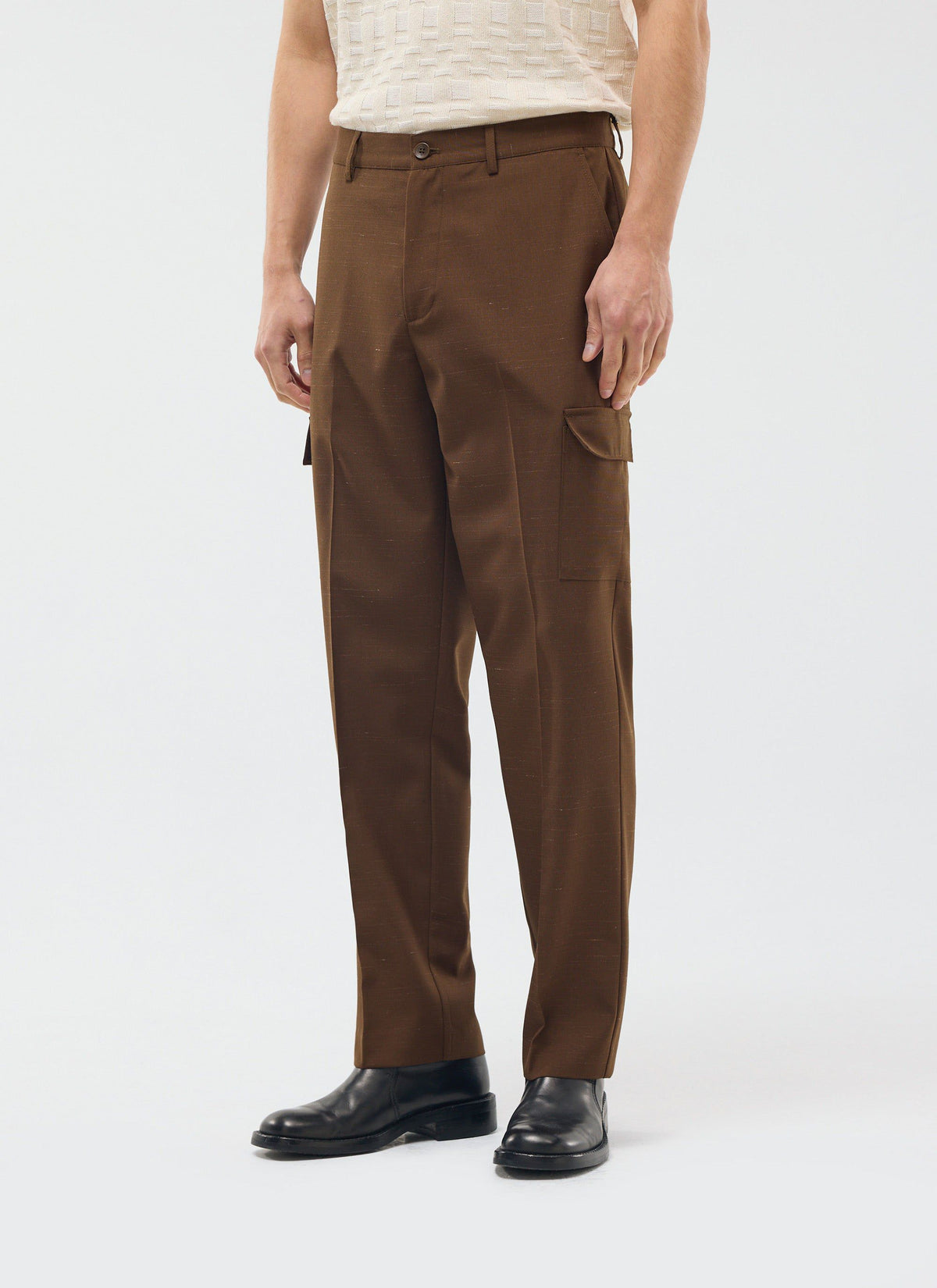 Trentino Tailored Patch Pocket Trouser - Brown | Percival Best Seller