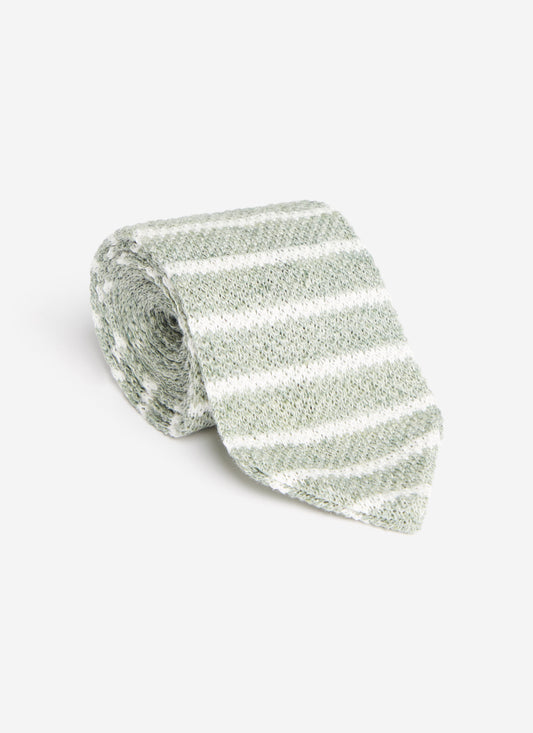 Stripe Linen Tie - Forest Marl | Percival Popular