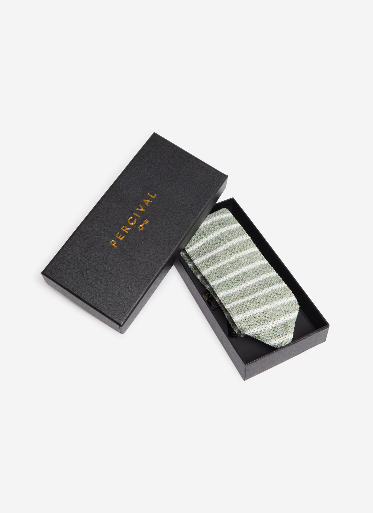 Stripe Linen Tie - Forest Marl | Percival Popular
