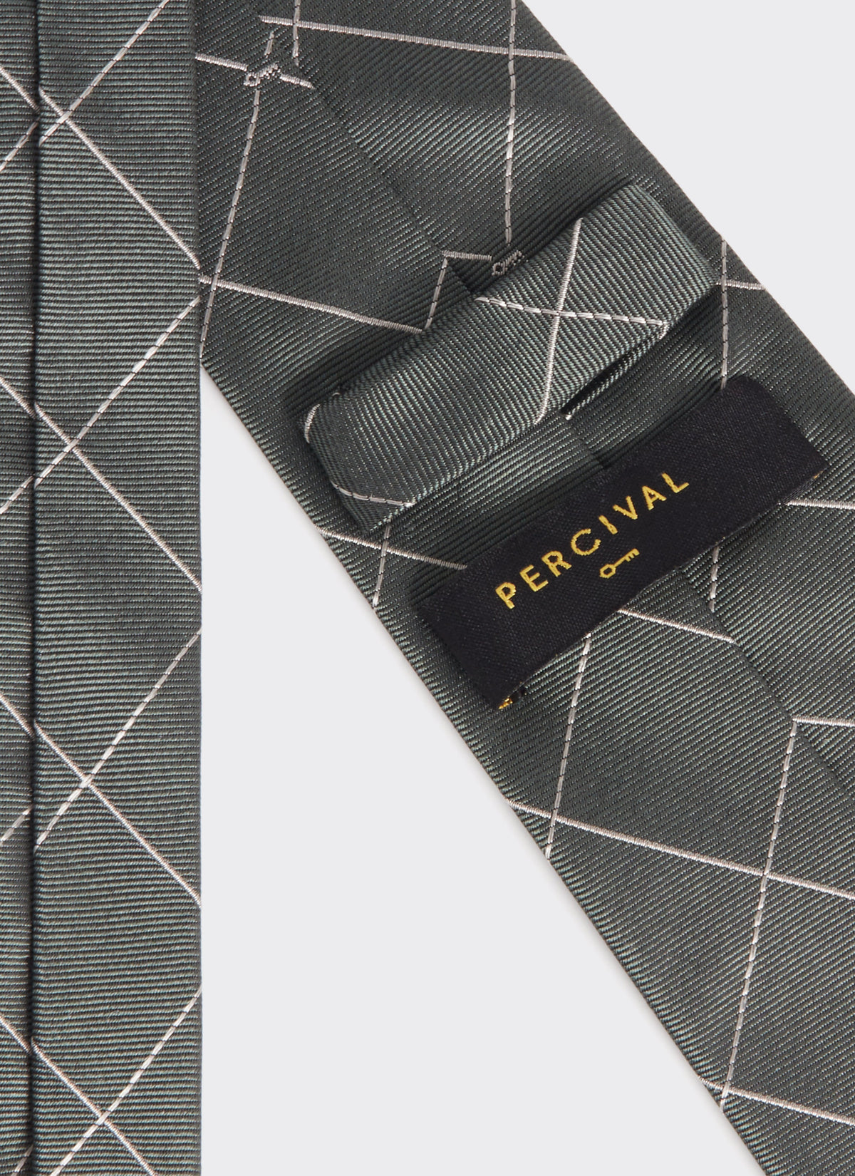 Men's Forest Green Silk Tie - Window Pane Key Jacquard | Percival Essential