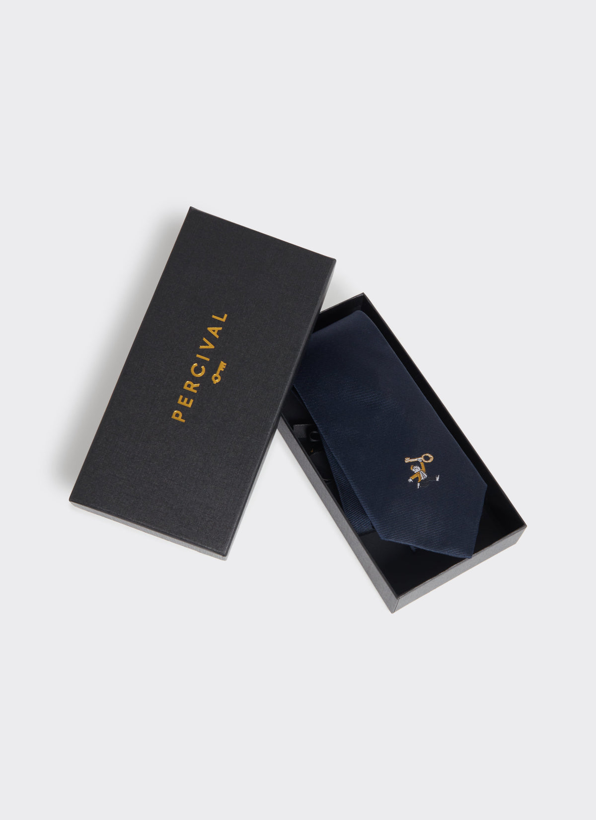 Men's Navy Silk Tie - World Key Design | Percival Latest