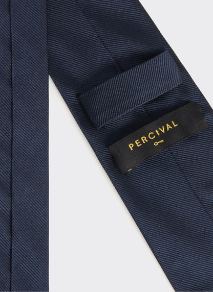 Men's Navy Silk Tie - World Key Design | Percival Latest