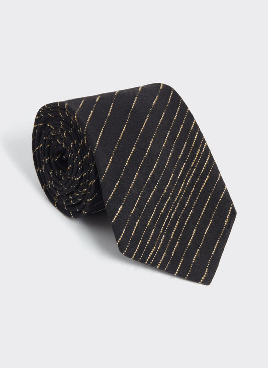 Men's Leland Black Stripe Tie - Classic Cotton Tie | Percival Essential