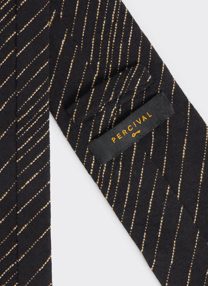 Men's Leland Black Stripe Tie - Classic Cotton Tie | Percival Essential