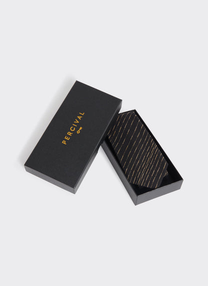 Men's Leland Black Stripe Tie - Classic Cotton Tie | Percival Essential
