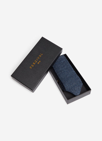 Men's Linen Tie - Suit Ties - Blue Marl | Percival Popular