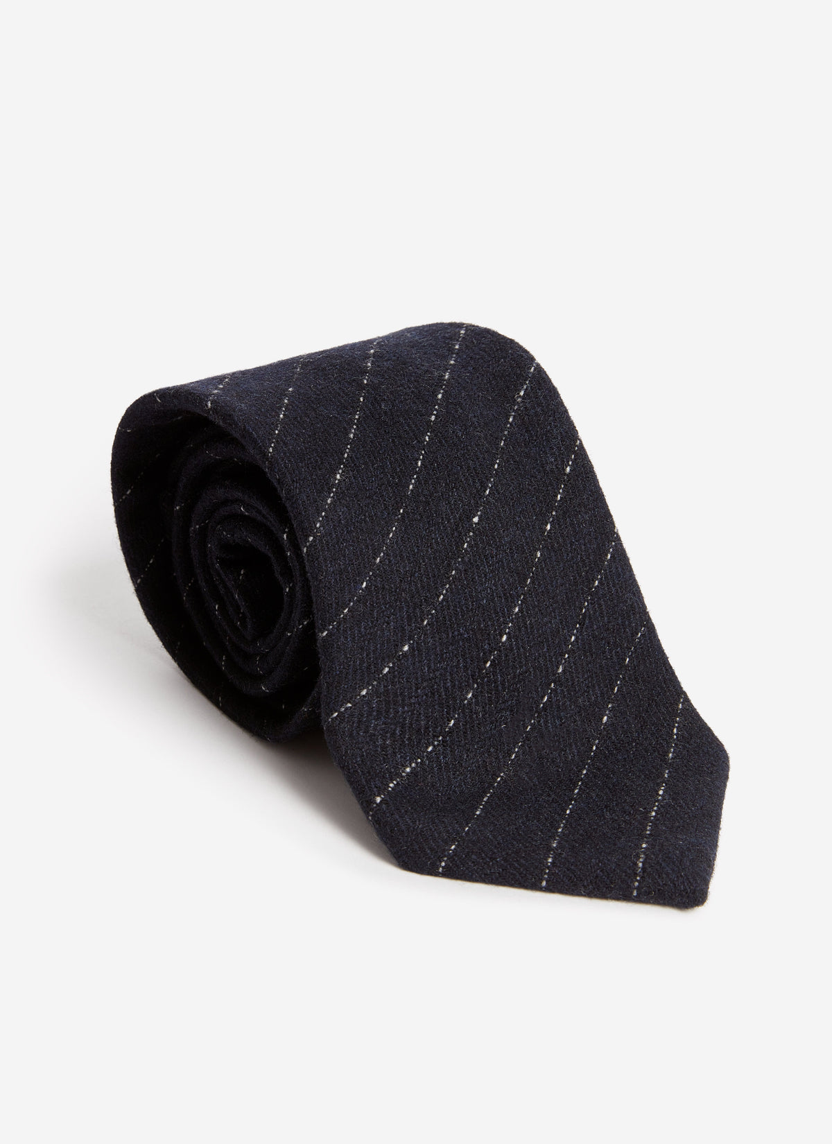 Men's Textured Stripe Tie - Cotton - Navy | Percival Special Offer