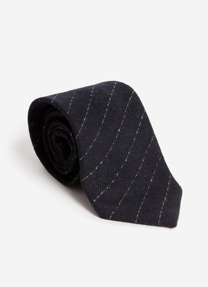 Men's Textured Stripe Tie - Cotton - Navy | Percival Special Offer