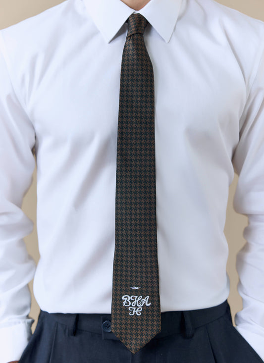Men's Houndstooth Tie - Percival x Brighton & Hove Albion F.C. - Brown | Percival Signature