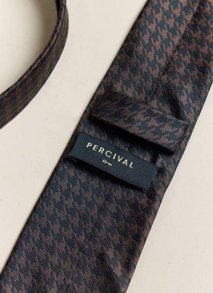 Men's Houndstooth Tie - Percival x Brighton & Hove Albion F.C. - Brown | Percival Signature