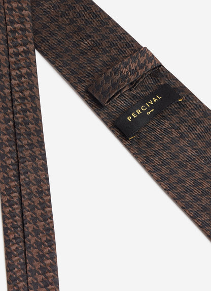 Men's Houndstooth Tie - Percival x Brighton & Hove Albion F.C. - Brown | Percival Signature