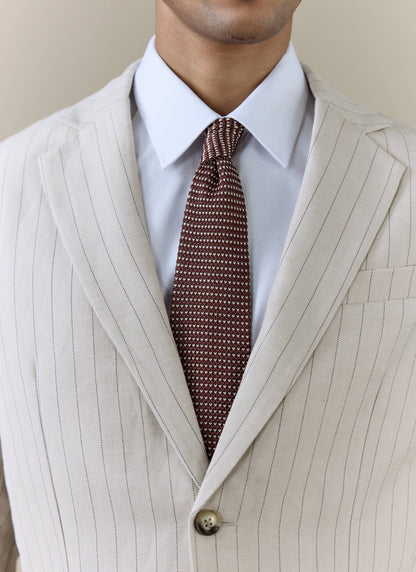 Men's Brown Silk Tie - Birdseye Pattern | Percival Essential