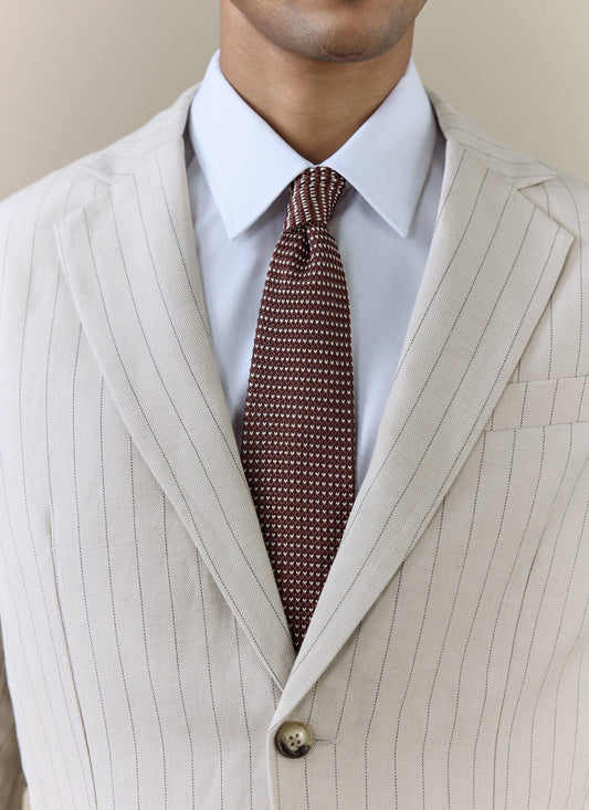 Men's Brown Silk Tie - Birdseye Pattern | Percival Essential