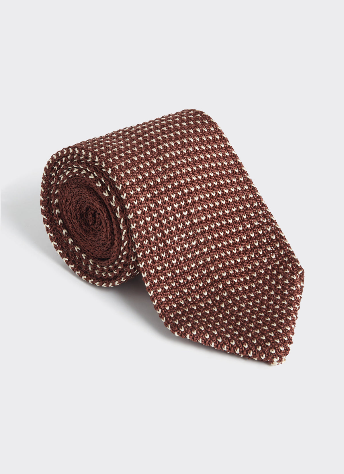 Men's Brown Silk Tie - Birdseye Pattern | Percival Essential