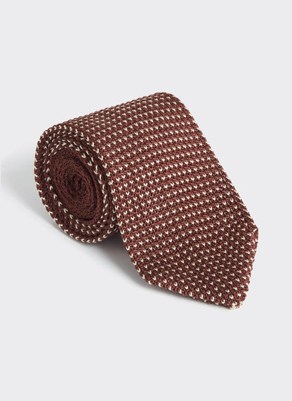 Men's Brown Silk Tie - Birdseye Pattern | Percival Essential