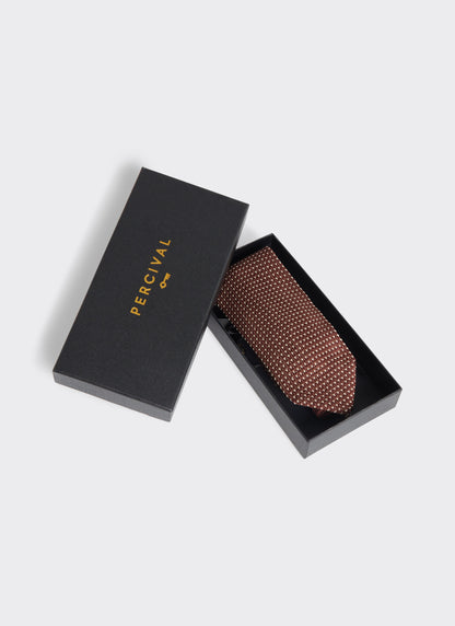 Men's Brown Silk Tie - Birdseye Pattern | Percival Essential