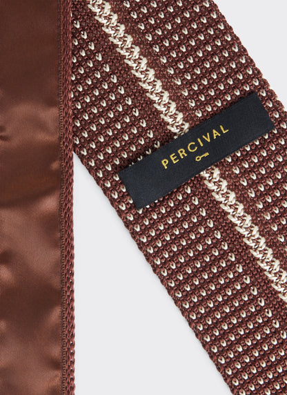 Men's Brown Silk Tie - Birdseye Pattern | Percival Essential