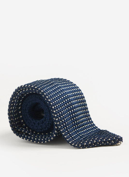 Men's Knit Silk Tie: Birdseye - Blue | Percival Popular