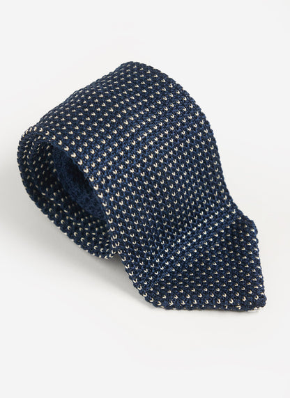 Men's Knit Silk Tie: Birdseye - Blue | Percival Popular