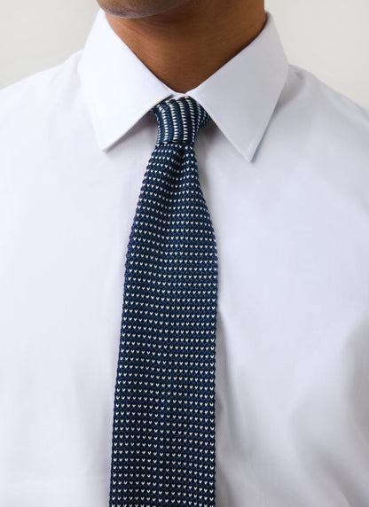 Men's Knit Silk Tie: Birdseye - Blue | Percival Popular