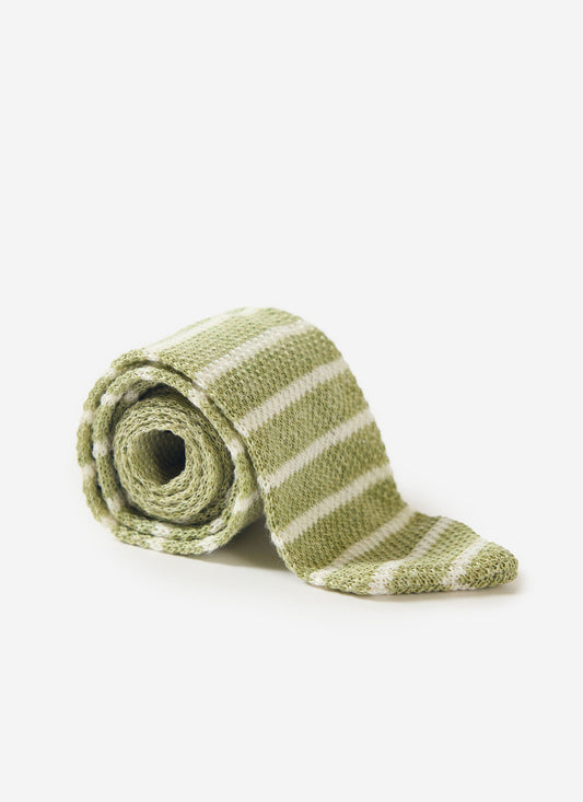 Men's Linen Tie - Men's Accessories - Forest Marl Stripe | Percival Sale