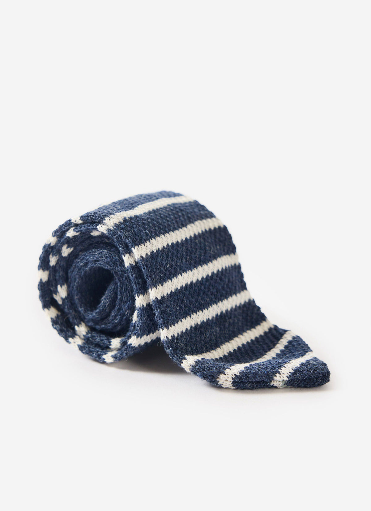 Men's Linen Neck Tie - Navy Marl Stripe | Percival Best Price