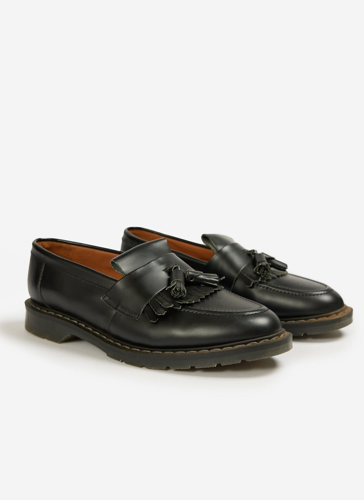 Men's Solovair Loafers - Hi-Shine Tassel - 100% Leather - Black | Percival Customer Favorite