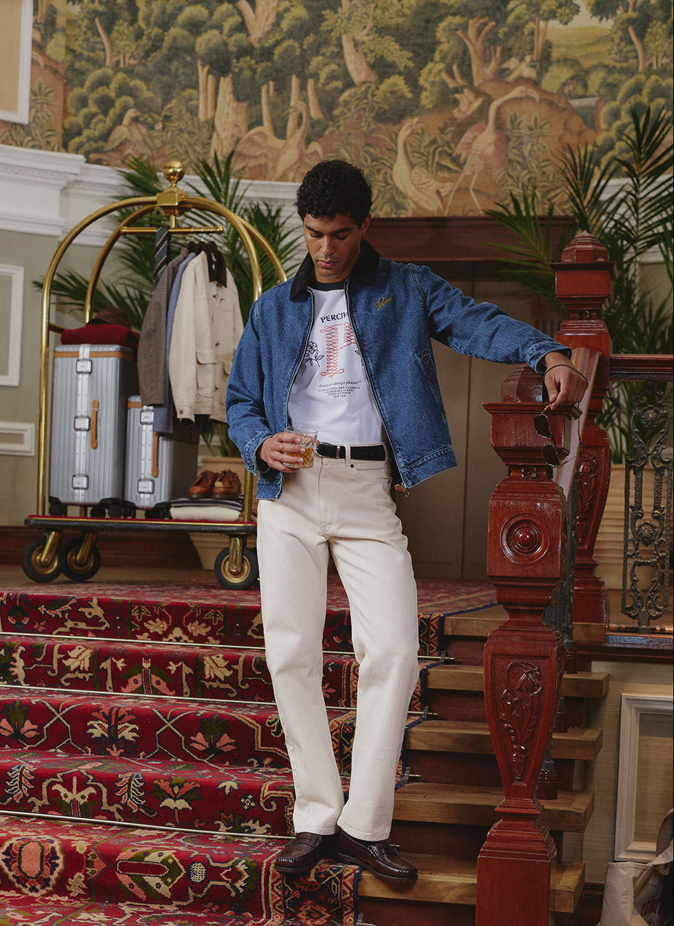 Tucker Ringer T-Shirt - Organic Cotton - White with Navy - Percival | Percival Recommended