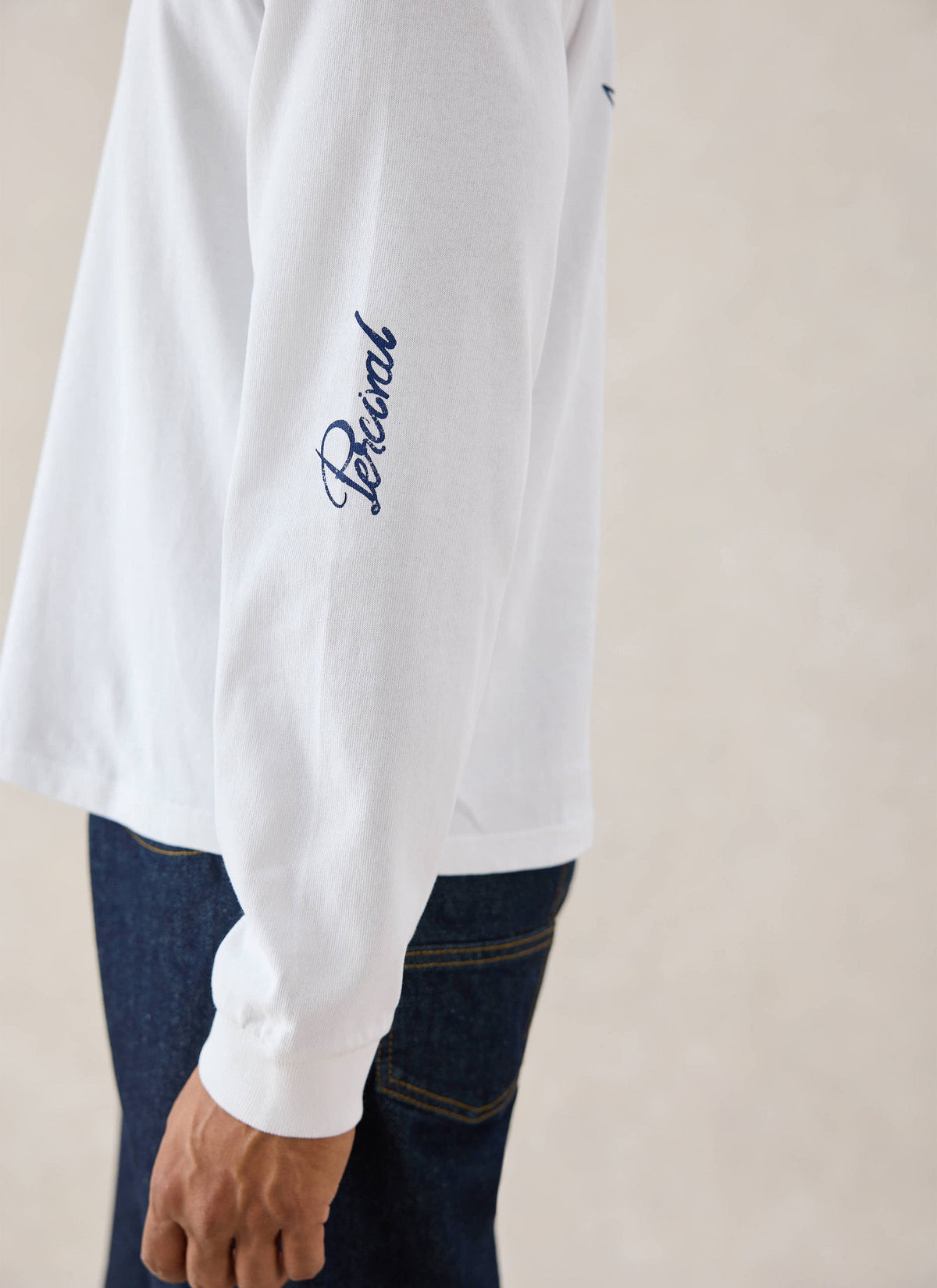 Tucker Embroidered Long Sleeve T-Shirt - White - Percival | Percival Best Seller