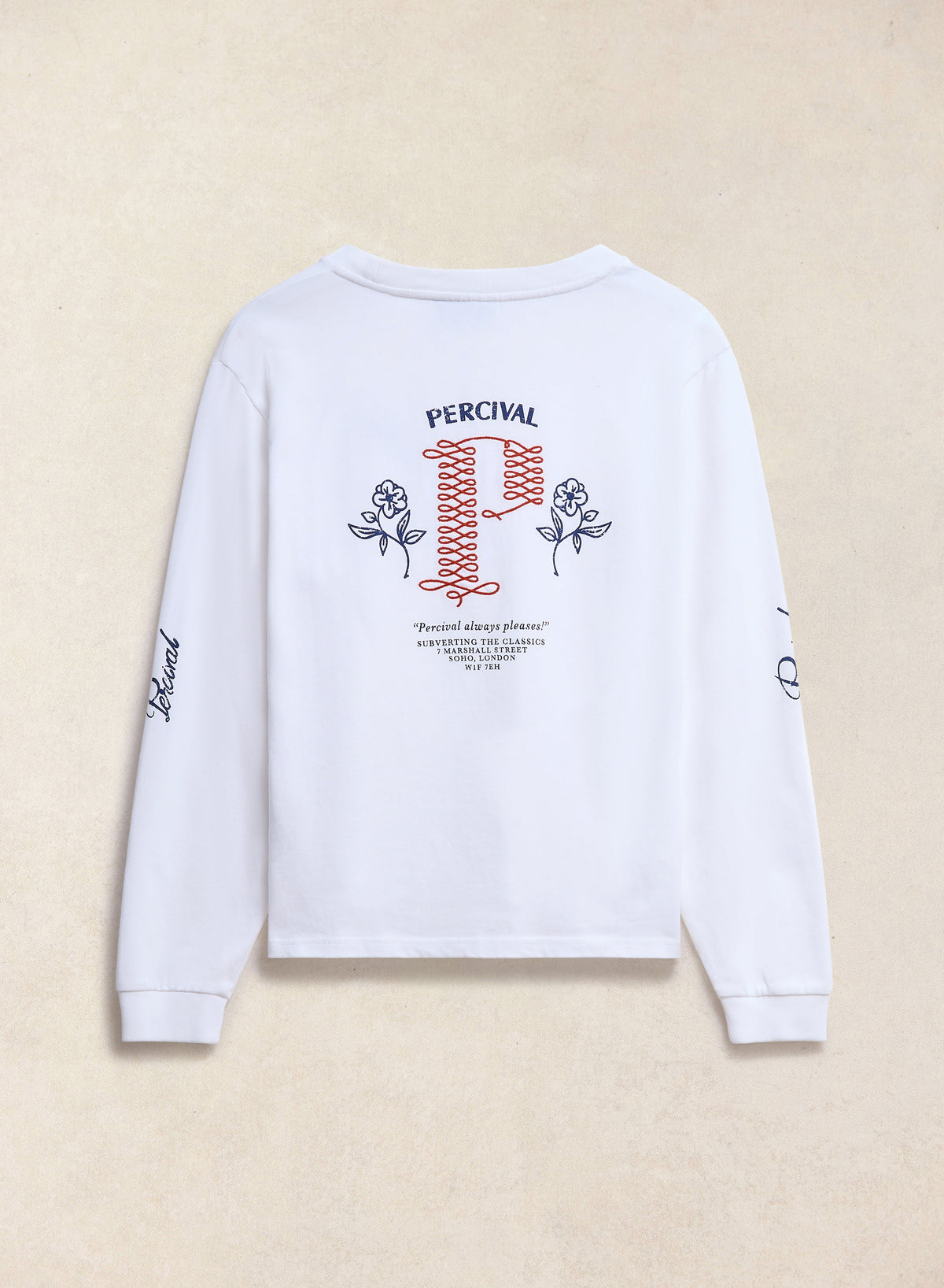 Tucker Embroidered Long Sleeve T-Shirt - White - Percival | Percival Best Seller