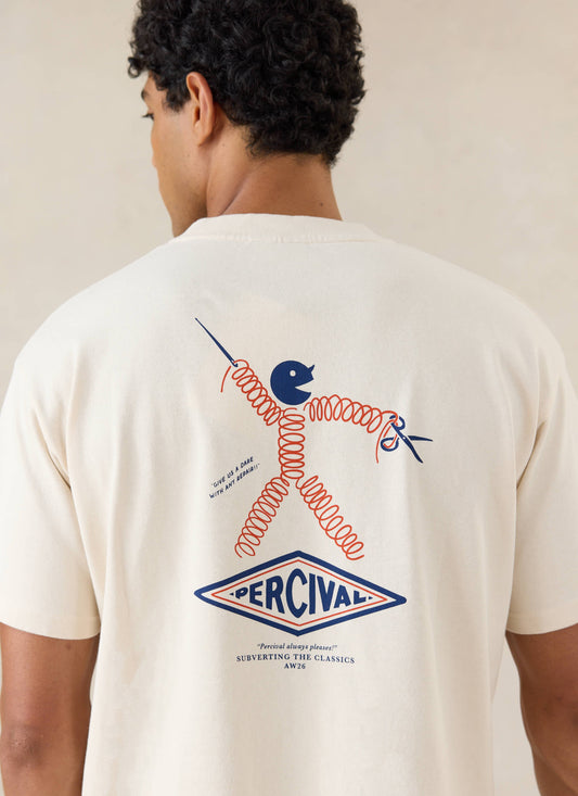 Men's Oversized Graphic T Shirt - Kingston - Cotton - Cream - Percival | Percival Customer Favorite