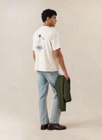 Men's Oversized Graphic T Shirt - Kingston - Cotton - Cream - Percival | Percival Customer Favorite