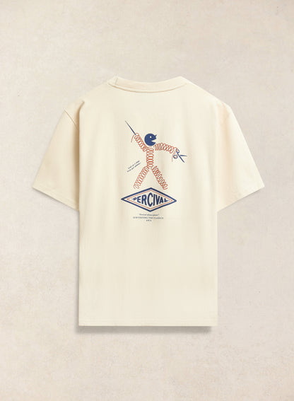 Men's Oversized Graphic T Shirt - Kingston - Cotton - Cream - Percival | Percival Customer Favorite